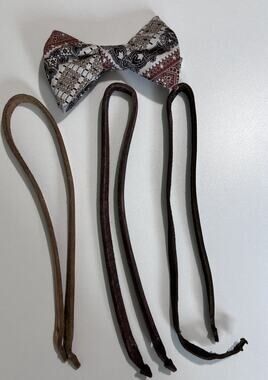Vintage ROYAL Rust Resistant Western Bow Tie with 3 Leather Neck Straps RARE